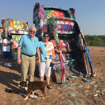 Cadillac Ranch, Dad and me. My father wasn't that impressed, since he has had a love of Caddie's since I was a girl.